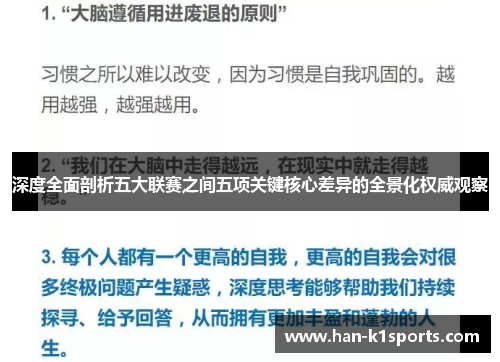 深度全面剖析五大联赛之间五项关键核心差异的全景化权威观察