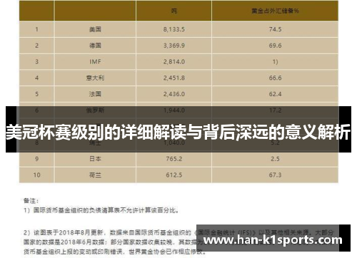 美冠杯赛级别的详细解读与背后深远的意义解析